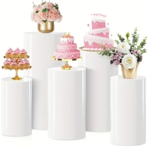 5pc Cylinder Plinths - White - All Sizes